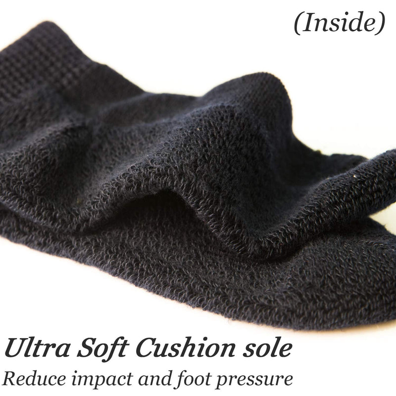 [Australia] - +MD Diabetic Quarter Socks for Men & Womens Non Binding Top for Swollen Feet 6 Pack 9-11 Black(6pairs) 