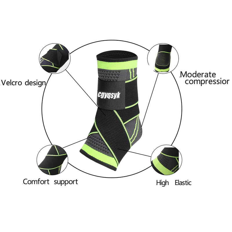 [Australia] - Ankle Braces, Adjustable Compression Ankle Support Men & Women, Strong Ankle Brace Sports Protection, Stabilize Ligaments-Eases Swelling and Sprained Ankle (Large, Green, 1) Large 