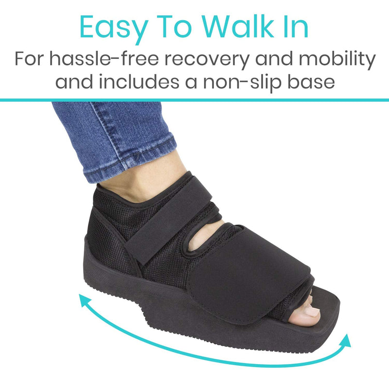 [Australia] - Vive Wedge Post-Op Shoe - Offloading Boot for Heel or Ankle Pain - Medical Foot Recovery for Bone or Soft Tissue Surgery, Fracture, Plantar Fasciitis, Ulcerations, Feet (Men's up to 6.5/Women's 6-8) Small (Pack of 1) 