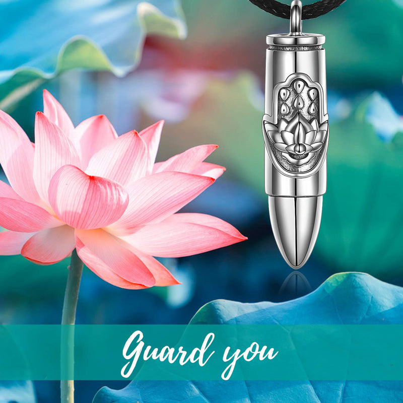 [Australia] - YAFEINI 925 Sterling Silver Urn Necklaces for Ashes Angel/Cross/Lotus Hamsa/Celtic Horse/Girls/Love Urn Cremation Jewelry Keepsake Memorial Pendant Necklace Gifts for Men Women Lotus Hamsa 