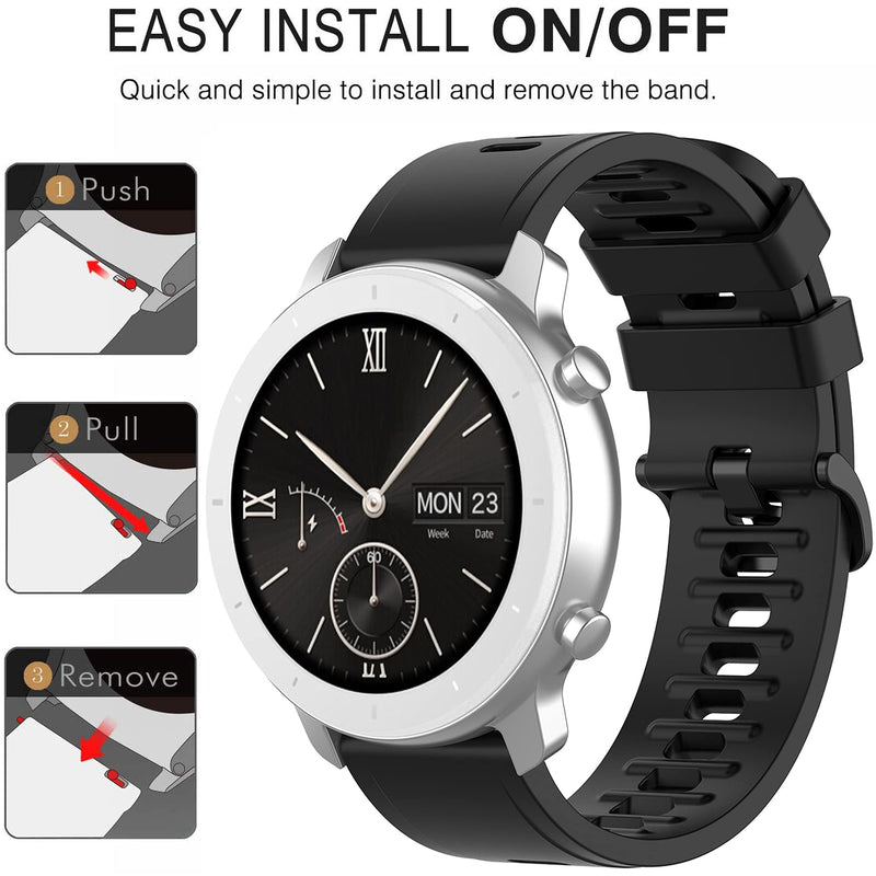 [Australia] - QGHXO Band for Amazfit GTS, Soft Silicone Replacement Band for Amazfit GTS/GTS 2/ GTS 2e/ GTS 2 Mini/Bip/Bip Lite/Bip S/Bip U/GTR 42mm Smartwatch (No Tracker, Replacement Bands Only) 5PCS Boys 