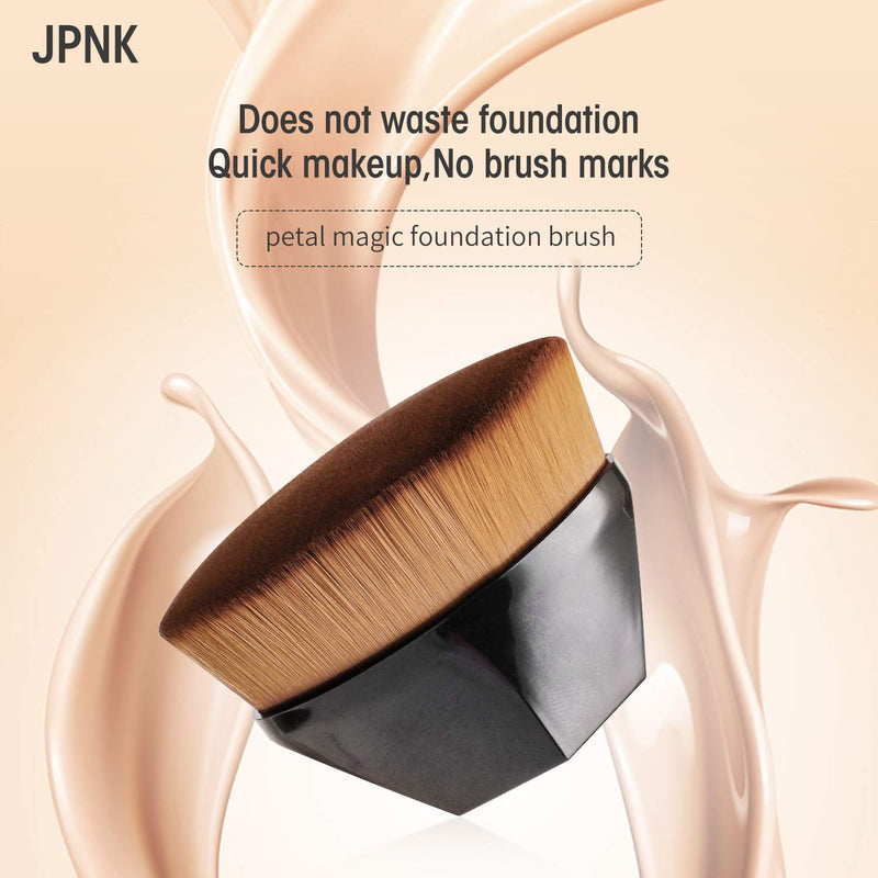 [Australia] - JPNK Foundation Makeup Brush with 4 Makeup Sponges Latex-free for Blending Liquid, Cream or Flawless Powder Cosmetics Brown 