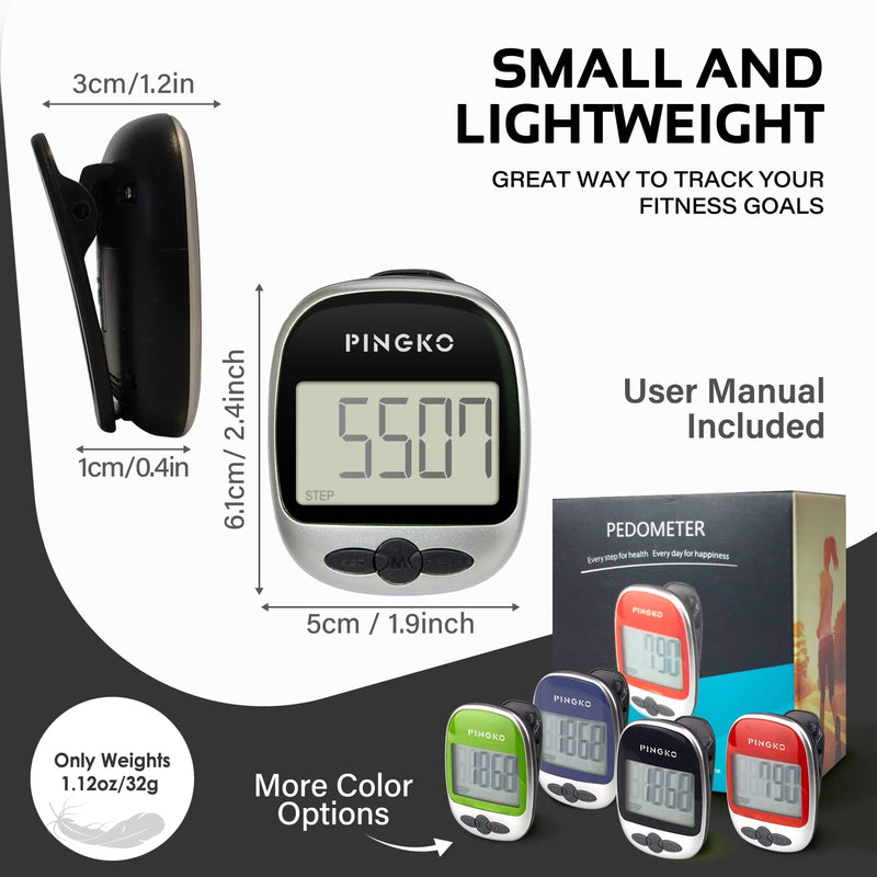 [Australia] - PINGKO Track Steps Multi-Function Portable Sport Pedometers Step/Distance/Calories Counter Fitness Tracker - Black 