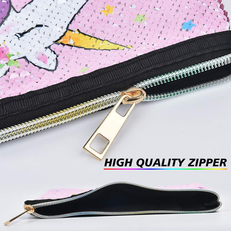 [Australia] - Unicorn Makeup Bag - Reversible Sequin Cosmetic Bag Sparkly Pink Zipper Vanity Toiletry Bag Pouch Purse for Girls Women Travel Birthday Christmas Gift Unicorn a 