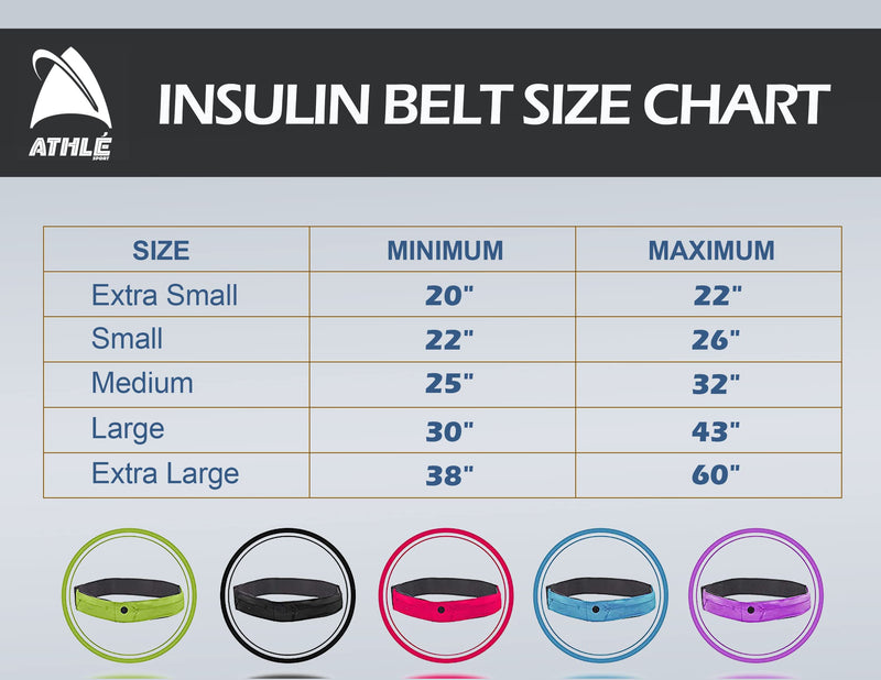 [Australia] - Athlé Insulin Pump Belt - 2 Stretch Pockets Fits Insulin Pump, Epipen, Phone, Wallet, Cards and More - Comfortable and Adjustable Waist Strap - Size X-Small 20" - 22" - Insulin Pump Holder - Black X-Small 20" - 22" 