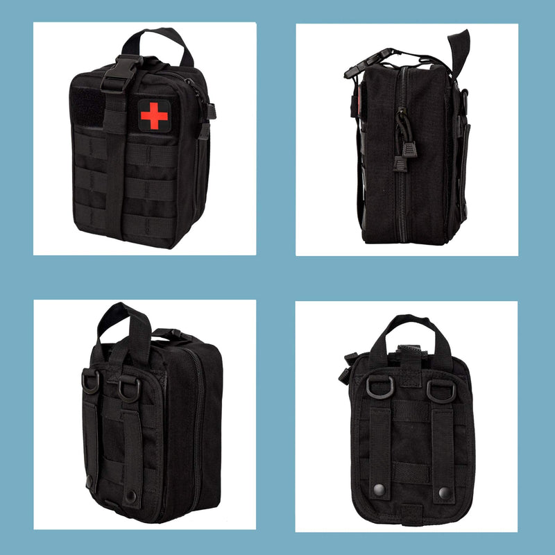 [Australia] - Krisvie 2Pack First Aid Molle Pouch EMT Pouch Detachable Tactical Medical Bag for Outdoor Activities with Shear Black 
