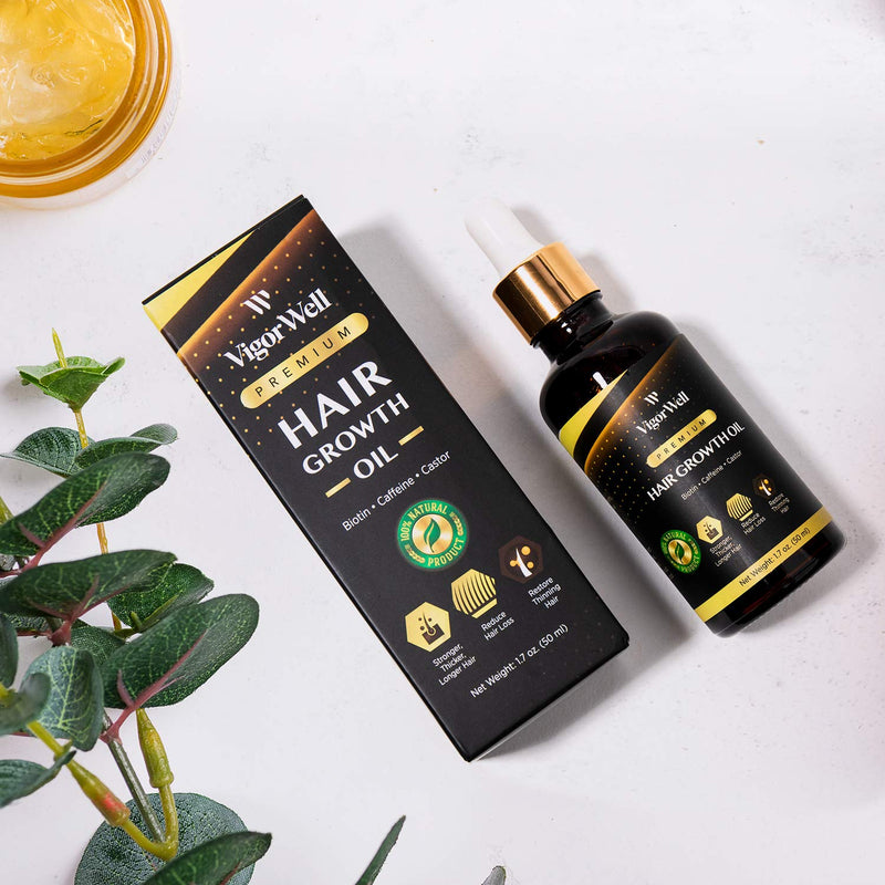 [Australia] - Hair Growth Oil Natural with Caffeine, Biotin and Castor - Hair Growth Oil for Stronger, Thicker, Longer Hair 1.7 oz 1.7 Ounce (Pack of 1) 