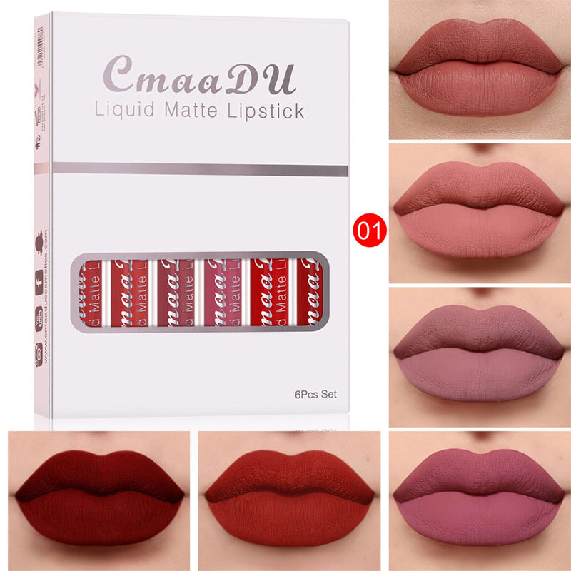 [Australia] - 6 pcs/Set Makeup Matte Lipstick Lip Kit Long Lasting Waterproof Velvet Lip Gloss Set Pigmented Lip Makeup Gift Sets for Girls and Women ( Set 1 (6PCS)) Set (6PCS) 