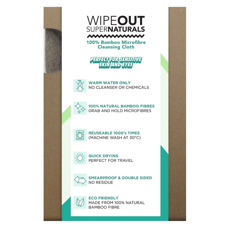 [Australia] - Magnitone London WipeOut Extraordinary 100% Bamboo MicroFibe Super Natural Cleansing Cloth, Grey - 40cm x 17cm each - Pack of 2 
