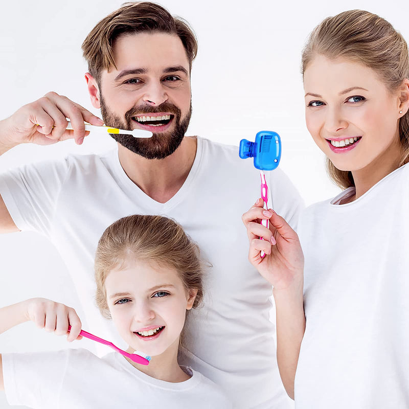 [Australia] - Fowecelt Toothbrush Covers Head Cap - 4Pcs Toothbrush Cover for Traveling, Electric Toothbrush Head Cover for Bathroom, Toothbrush Cap for Family, Toothbrush Clip Cover for Camping Hiking Blue 