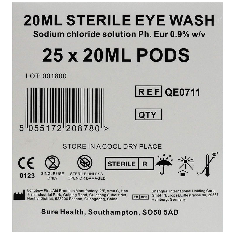 [Australia] - Qualicare Sterile Sodium Chloride First Aid Eyecare Eye Wash Solution Pods - 10x 20ml Pod 10 Pod Pack 