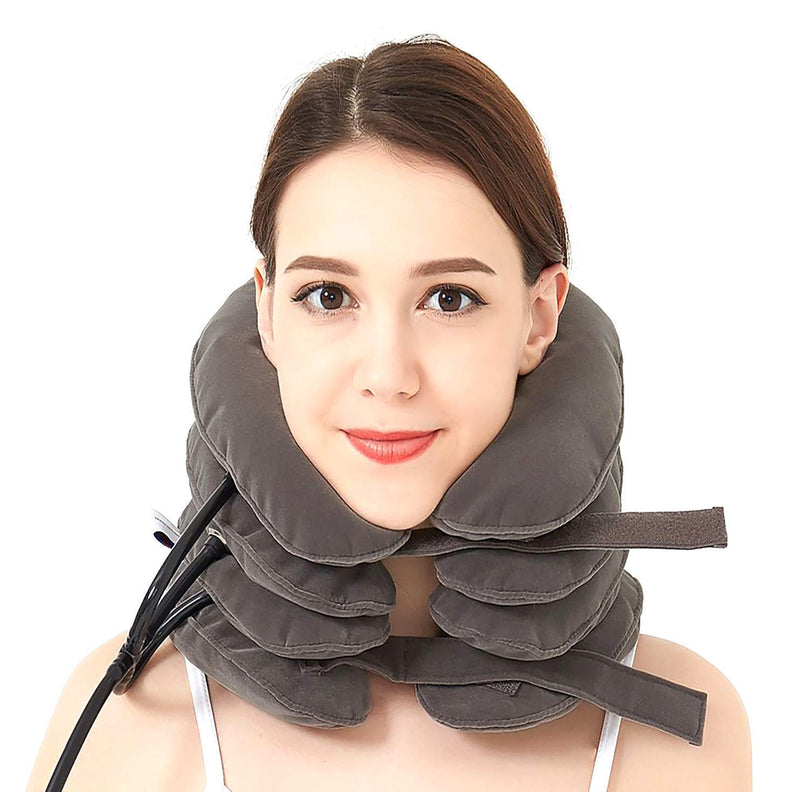 [Australia] - ChiFit Neck Traction - 4 Layer Cervical Neck Traction Device - Neck Massager & Collar - Neck & Shoulder Pain Relief - Cervical Collar for Travel/Home Improved Spine Alignment Grey 