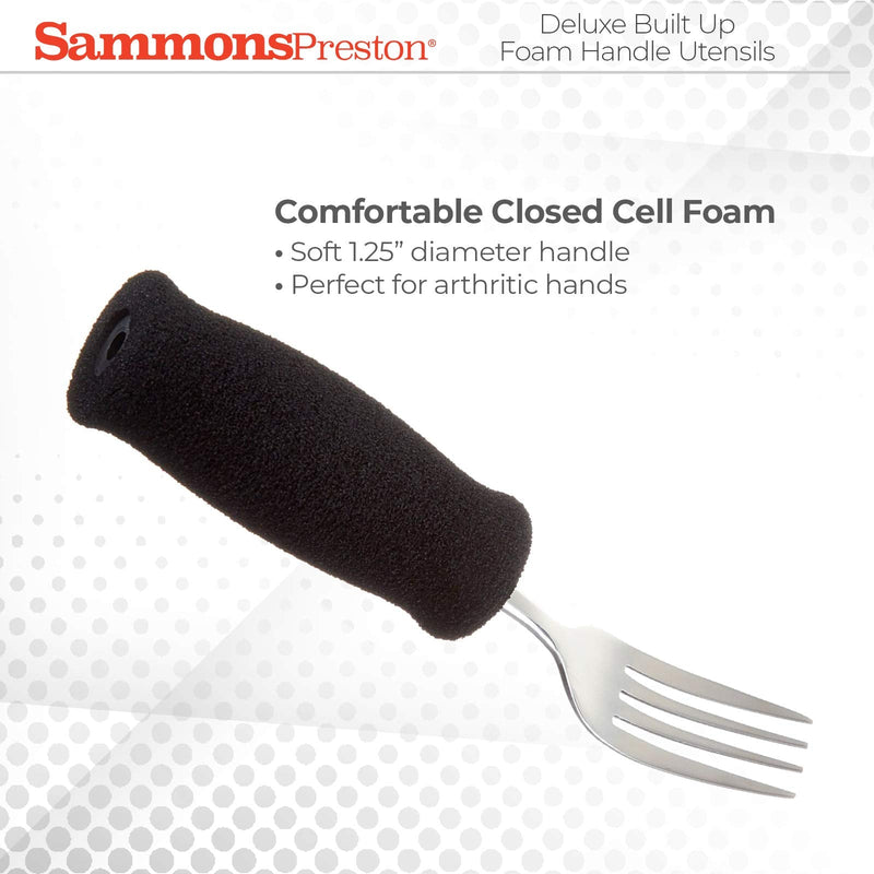 [Australia] - Sammons Preston - 40046 Deluxe Built-Up Handle Adaptive Grip Fork, 8" Long, Stainless-Steel Easy-Hold Utensil with Removable Soft Molded Foam Grip, Adaptive Utensil for Those with Arthritis and Weak Grip 