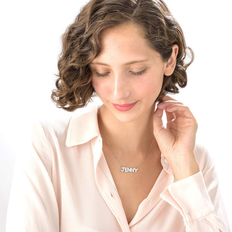[Australia] - MyNameNecklace Personalized Swarovski Crystal Name Necklace- Custom Nameplate Pendant Silver 925 & Gold Plating Birthday Jewelry Gift Sarah- Silver 925 