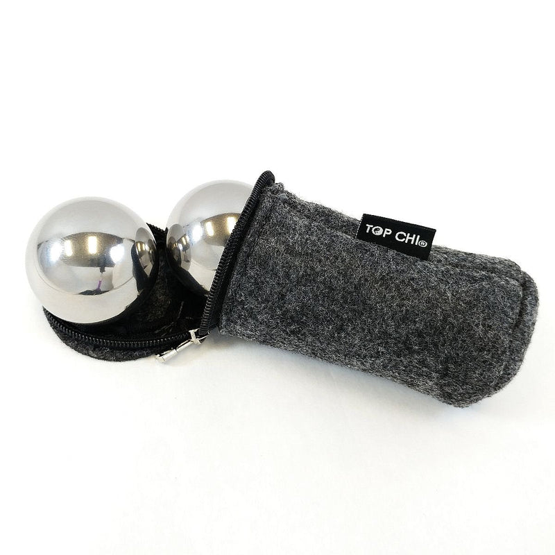 [Australia] - Top Chi 1 lb. 1.5 Inch Solid Stainless Steel Baoding Balls with Carry Pouch. Non-Chiming Chinese Health Balls for Hand Therapy, Exercise, and Stress Relief 