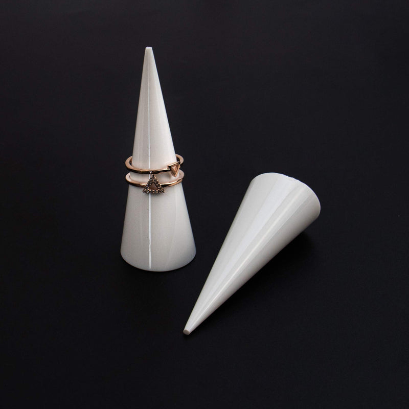 [Australia] - AUEAR, 6 Pack Cone Shape Acrylic Solid Ring Display for Jewelry Showcase Display Stand (Clear & Black & White) Clear+black+white 