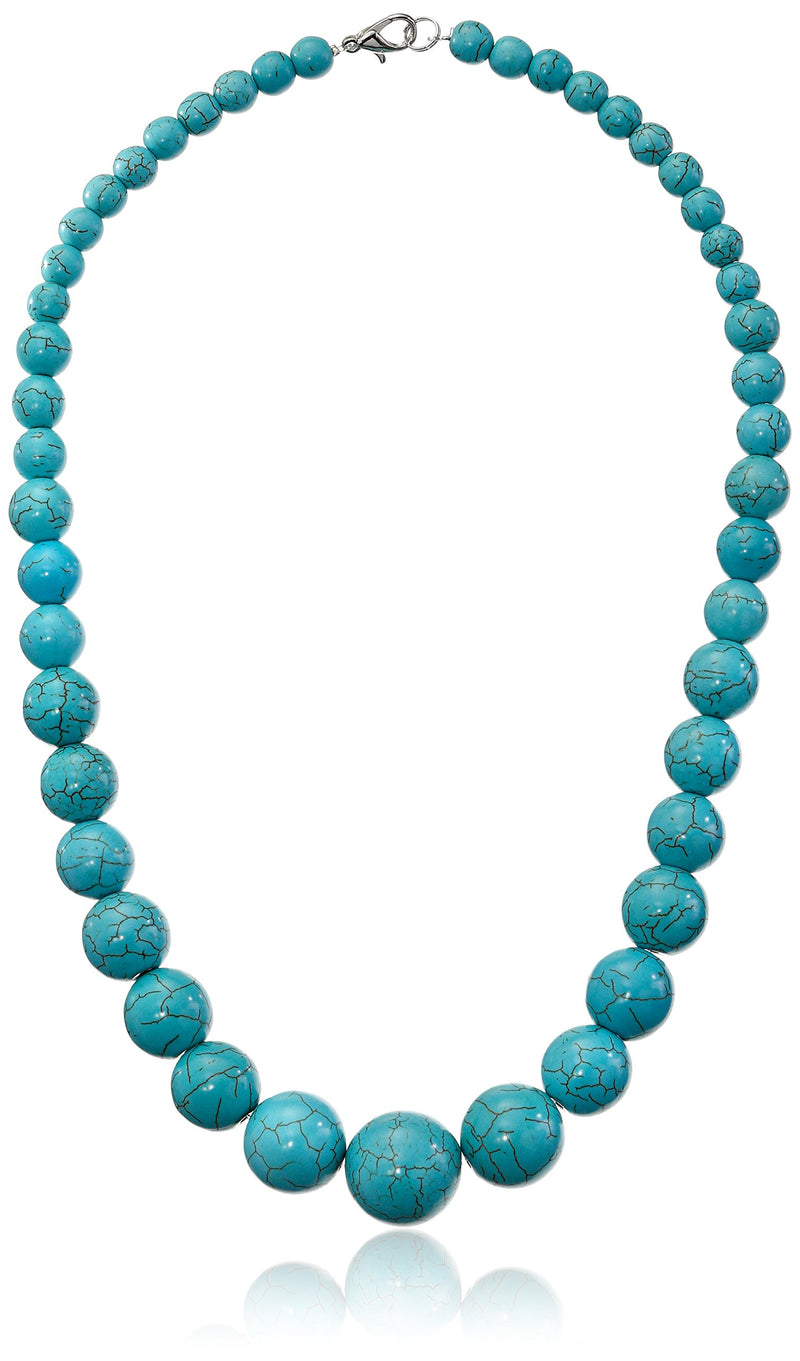 [Australia] - Gem Stone King Green Simulated Turquoise Howlite 20inches Lobster Clasp Necklace Earring Set 