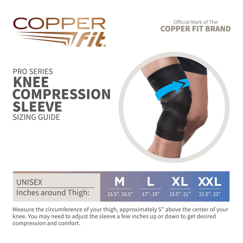 [Australia] - Copper Fit Pro Series Compression Knee Sleeve, Black with Copper Trim, Large, Packaging may Vary 