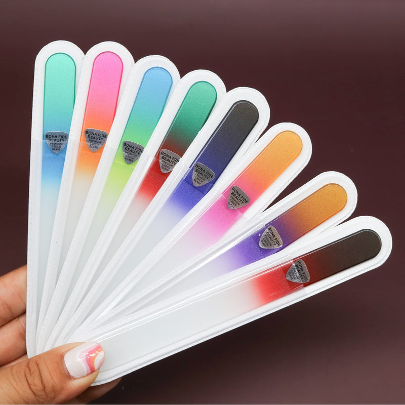 [Australia] - Glass Nail Files, Glass Fingernail Files for Gentle Manicure Nail Care, Expertly Shape Nails & Enjoy a Smooth Finish - Bona Fide Beauty 8-Piece Premium Czech Glass Nail Files 8 Count (Pack of 1) 