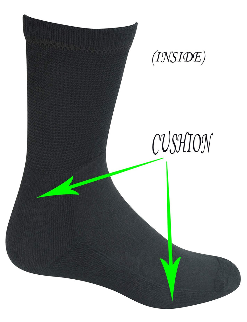 [Australia] - Yomandamor Men's 4 Pairs Cotton Seamless Diabetic Crew Socks with Non-binding Top 10-13 4 Pairs Black 