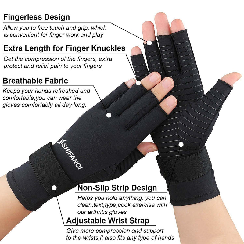 [Australia] - SHIFANQI 4 Pack Copper Arthritis Compression Gloves for Women Men,Hand Pain Relief Typing Gloves Fingerless for Carpal Tunnel LARGE/X-LARGE 