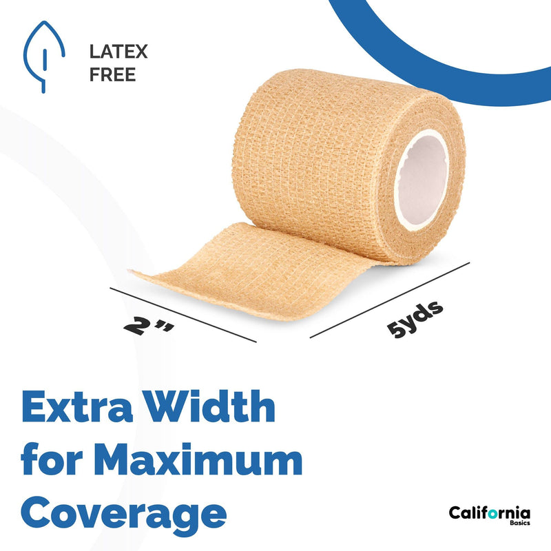 [Australia] - Self Adhesive Bandage wrap - 2 Inches by 5 Yards Cohesive Bandage for All Sports (Pack of 12) | Brown Non-Woven Self adhering Bandage Wrap | Breathable Athletic Tape for Wrists, Knee and Ankle 12 Pack 