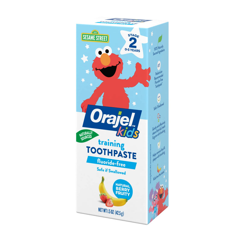 [Australia] - Orajel Elmo FluorideFree Training Toothpaste, Fun, One Tube: #1 Pediatrician Recommended Brand for Kids NonFluoride Toothpaste, Sesame, Berry, 1.5 Oz 