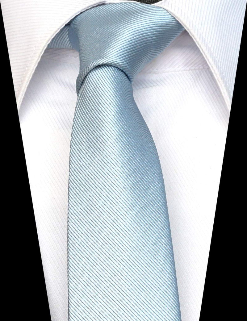 [Australia] - ZENXUS Skinny Ties for Men, Solid Color 2.5 inch Slim Neckties 1 or 5 Pack Plain Tie Dusty Blue 