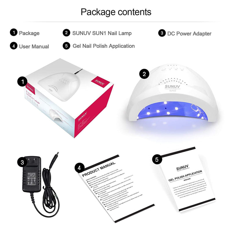 [Australia] - UV LED Nail Lamp, SUNUV Gel Nail Light for Nail Polish 48W UV Dryer with 3 Timers SUNone 