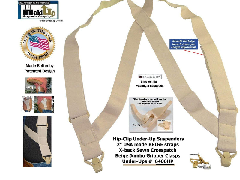 [Australia] - Hold Brand hidden undergarment beige side-clip style Suspenders with airport friendly Beige Gripper Clasps 