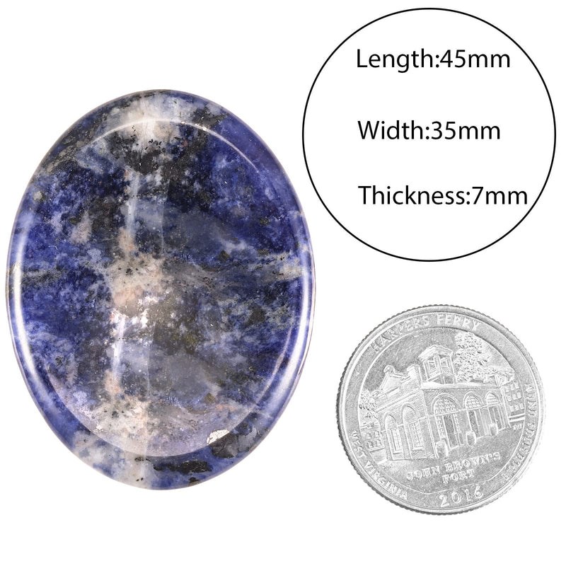 [Australia] - Nupuyai 2pcs Sodalite Oval Thumb Worry Stone Set, Energy Crystal Pocket Palm Stone for Healing Anxiety Stress Relief Reiki Therapy, 45x35mm Blue 