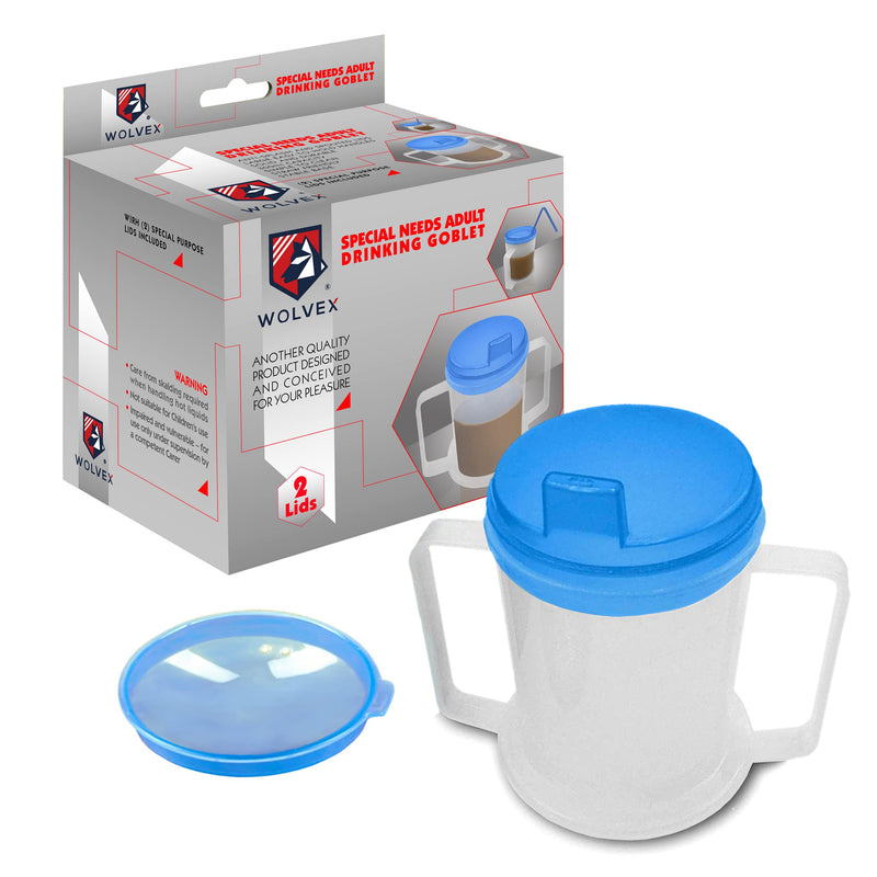 [Australia] - Wolvex Adult Drinking Cup Beaker with Handles & Anti Spill lids for Disabled Adults Dishwasher and Microwave Safe BPA, PVC and Latex Free 