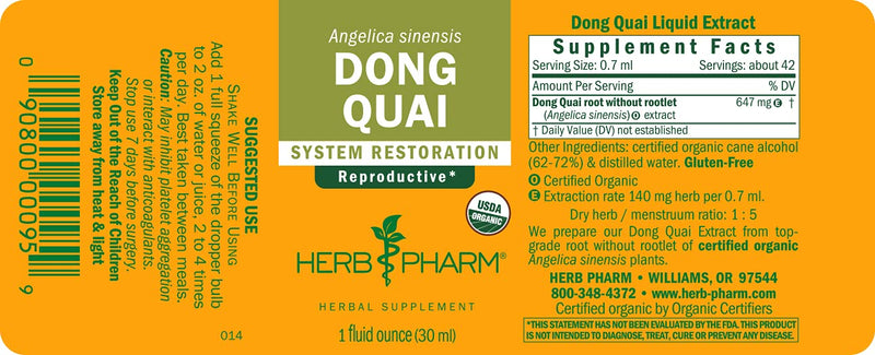 [Australia] - Herb Pharm Dong Quai Liquid Extract for Female Reproductive System Support, 1 Fl Oz 1 Fl Oz (Pack of 1) 