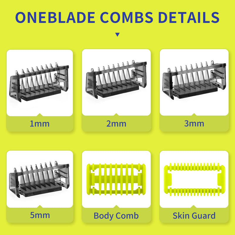 [Australia] - Yinke Shaver Stand with Trimming Attachments Comb for Philips One Blade Face Body Shaver QP2520 QP2530 QP2620 QP2630 Beard Trimmer Replacement Kit (Razor not Included) 7PCS+Stand 