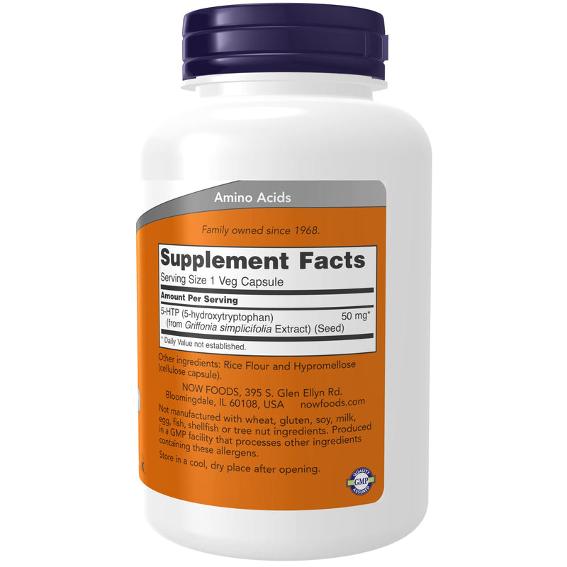 [Australia] - NOW Supplements, 5-HTP (5-hydroxytryptophan) 50 mg, Neurotransmitter Support*, 180 Veg Capsules 