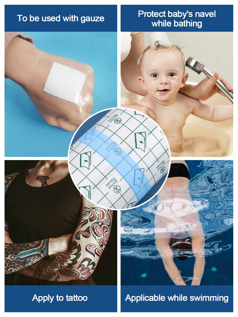 [Australia] - 2 Rolls Tattoo Aftercare Waterproof Adhesive Bandage, EBANKU Skin Healing Protective Bandages Transparent Stretch Wound Dressing Tape(2m*15cm) 