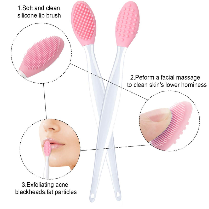 [Australia] - 4 Pieces Silicone Exfoliating Lip Brush Tool Double-sided Soft Lip Brush for Smoother and Fuller Lip Appearance (Rose Red, Yellow, Mint Green, Pink) Rose Red, Yellow, Mint Green, Pink 