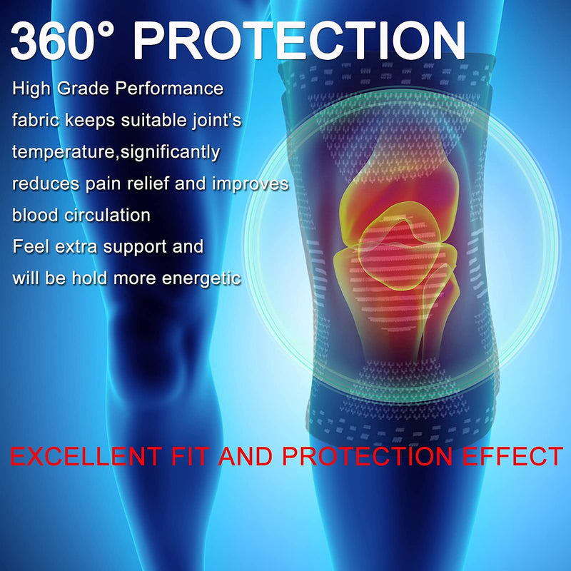 [Australia] - HOPEFORTH Knee Compression Sleeve Brace Support for Knee Pain Men Women with Patella Gel Pads & Side Stabilizers Black Large 
