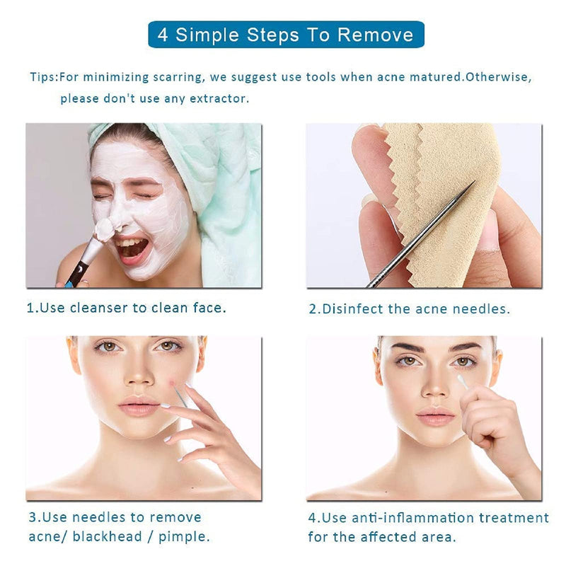[Australia] - 4PCS Blackhead removal tool kit. Four-piece with storage box for nose facial care silver 