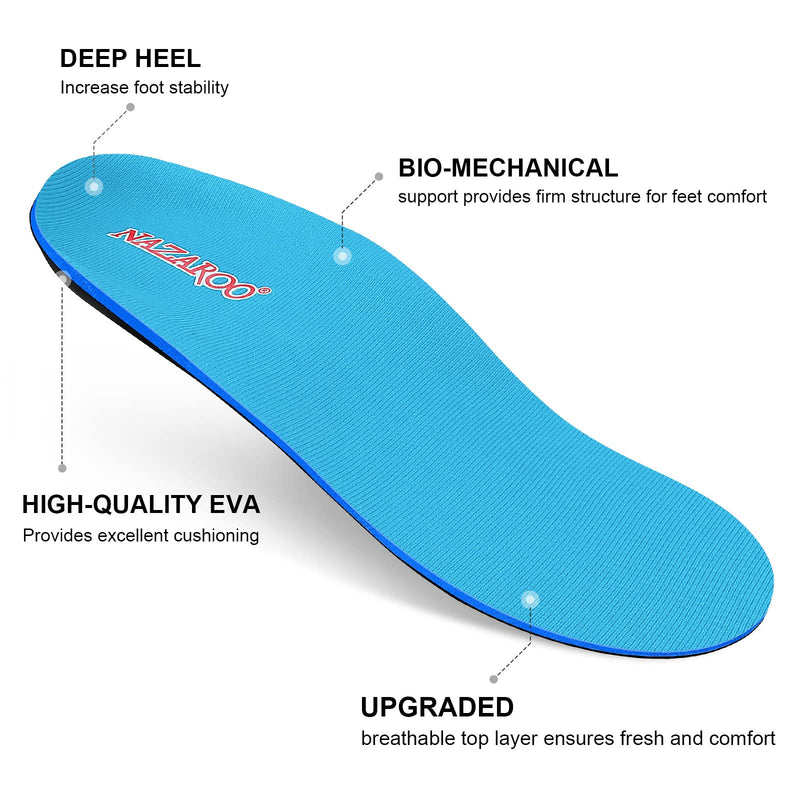 [Australia] - Shoe Insoles Arch Support Inserts Orthotic Insoles for Plantar Fasciitis, Flat Feet, High Arch, Pronation, Heel Spurs & Foot Pain Mens 15 - 15 1/2 Sky Blue 