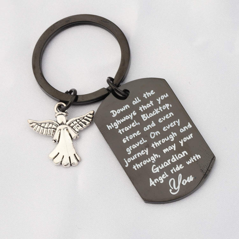 [Australia] - Drive Safe Keychain May Your Guardian Angel Ride with You Keychain New Driver Gift Biker Trucker Gifts 