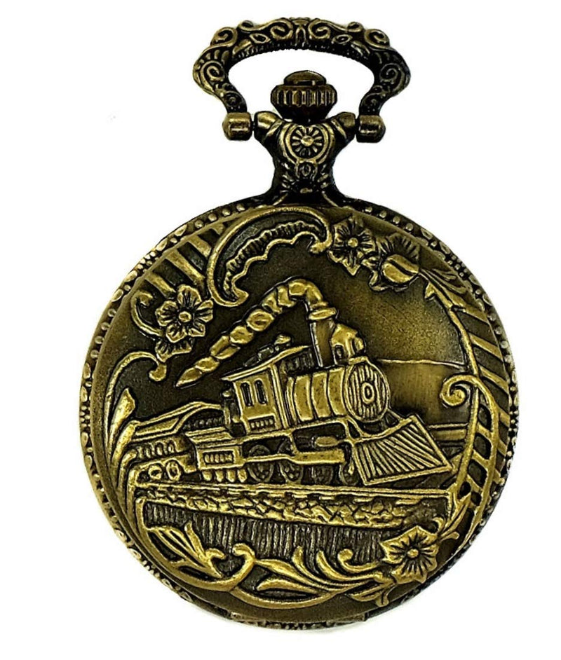 [Australia] - North American Railroad Approved, Railway Historical Train Steampunk Pocket Watch Promontory Point Utah 150th Spike Aniversary USA" Japanese Movement" Steam Engine #" 2" 