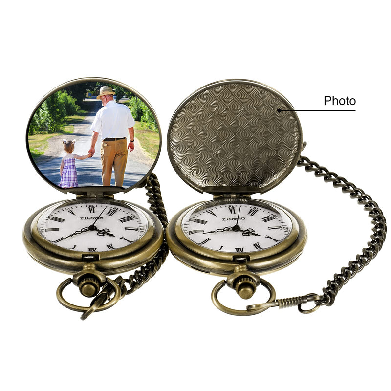 [Australia] - TREEWETO Memory Present to My Grandpa Pocket Watch, I Love You to Grandpa Present from Granddaughter Personalized for Fathers Day Birthday Wedding Bronze 