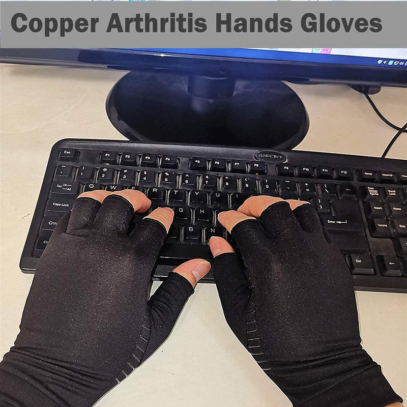 [Australia] - Copper Arthritis Compression Gloves Hands Arthritis Gloves for Pain Relief Swelling Copper Carpal Tunnel Glove Fingerless Medium 