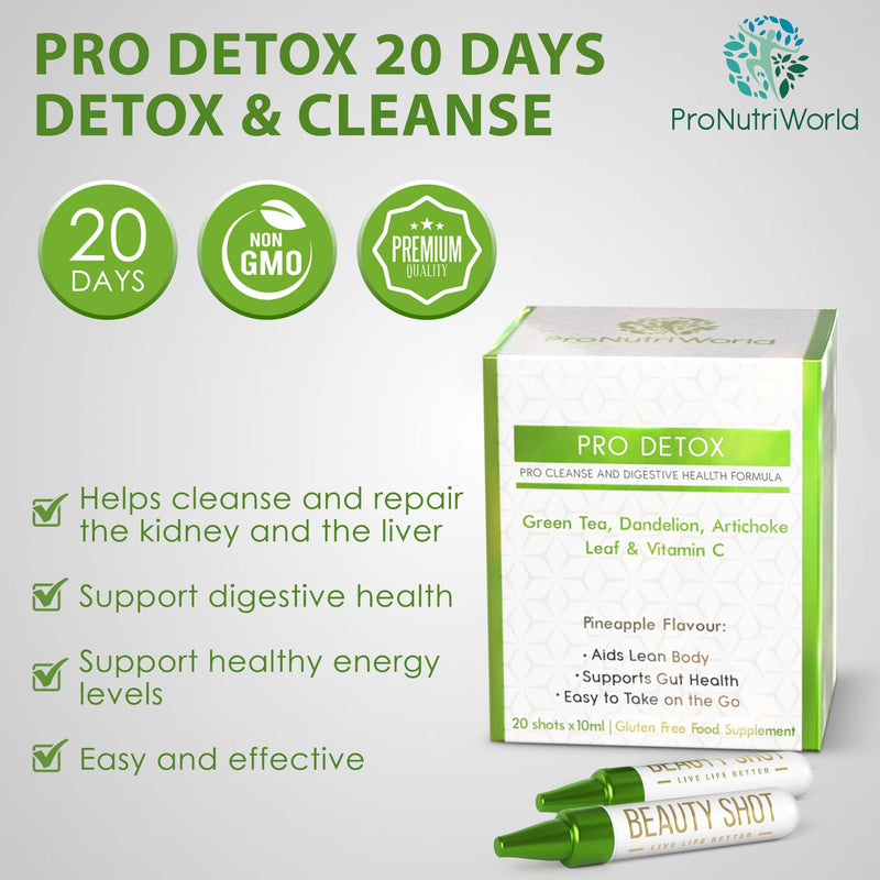[Australia] - Liquid Detox Supplement, 20 Days Kidney Support, Liver and Colon Cleanse, Superfood and Vitamin Drink with Green Tea, Artichoke, Dandelion, Cherry Stem and Vitamins 
