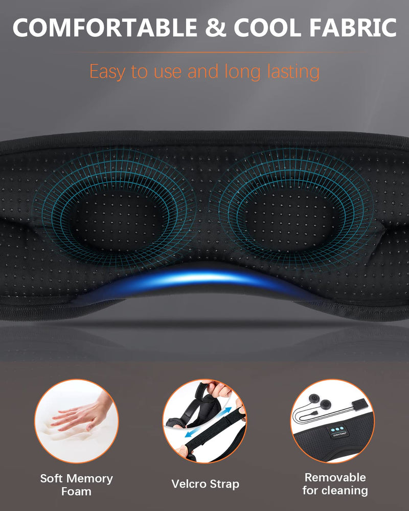 [Australia] - Sleep Headphones, White Noise Bluetooth 5.2 Sleep Eye Mask,3D Breathable Wireless Sleep Mask with Timer for Side Sleepers Travel Relaxation, Meditation, Cool Gadgets for Women Man Cool Black 