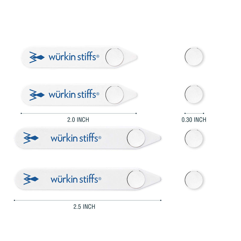 [Australia] - Wurkin Stiffs - 2 Pair 2.0 inch and 2.5 inch Stiff-N-Stay Plastic Magnetic Collar Stays with Storage case White 