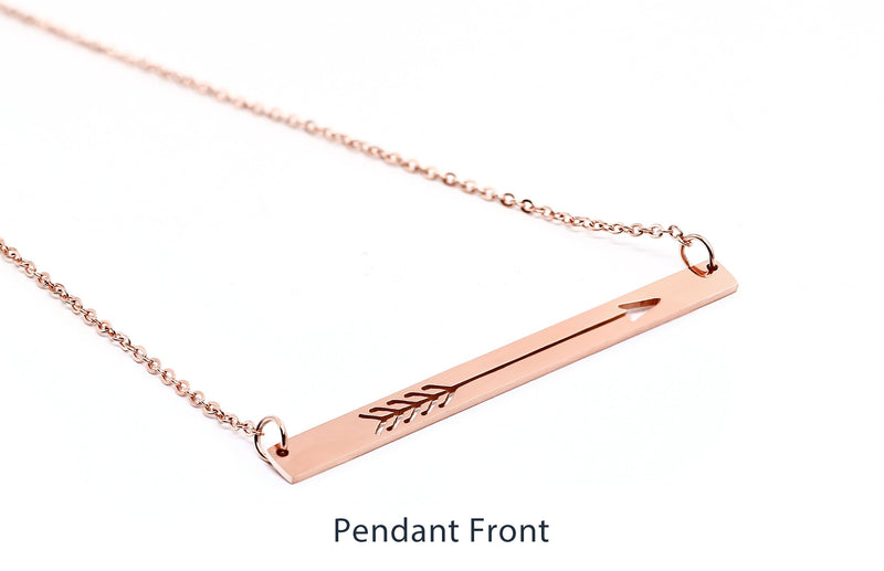 [Australia] - Lazycat Charm Friendship Arrow Necklace Cool Long Bar Necklace Jewelry Rose Gold 