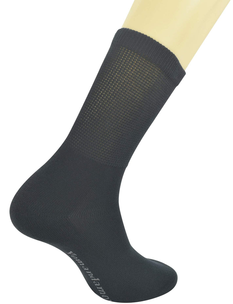 [Australia] - Yomandamor Men's 4 Pairs Cotton Seamless Diabetic Crew Socks with Non-binding Top 10-13 4 Pairs Black 