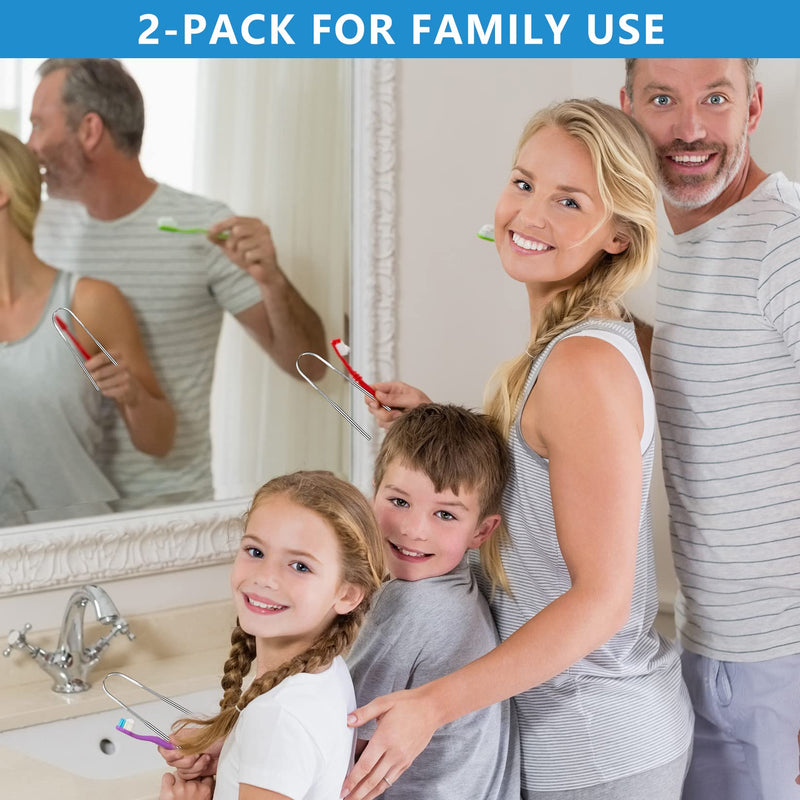 [Australia] - Artcut Tongue Scraper, 2 Pack Toungescraper U-Shaped Design, Stainless Steel Tongue Cleaner for Oral Health & Hygiene, Tongue Scrapers for Adults 
